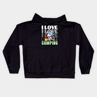 Camping Unicorn: I Love Camping Kids Hoodie